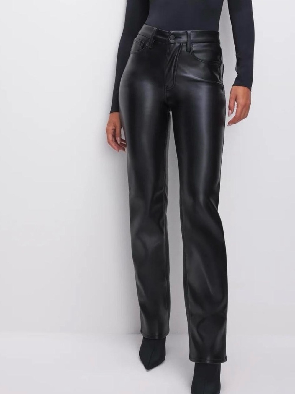 Good American Black Faux Leather Pants, Size 00/24
